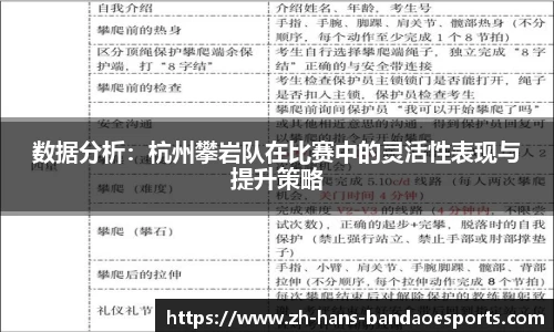 数据分析：杭州攀岩队在比赛中的灵活性表现与提升策略